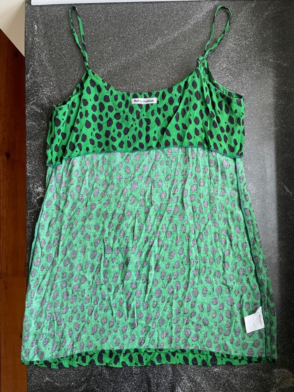 Reformation Ventura Green and Black Spotted Mini Dress Size Women’s Large (L) - Picture 6 of 13